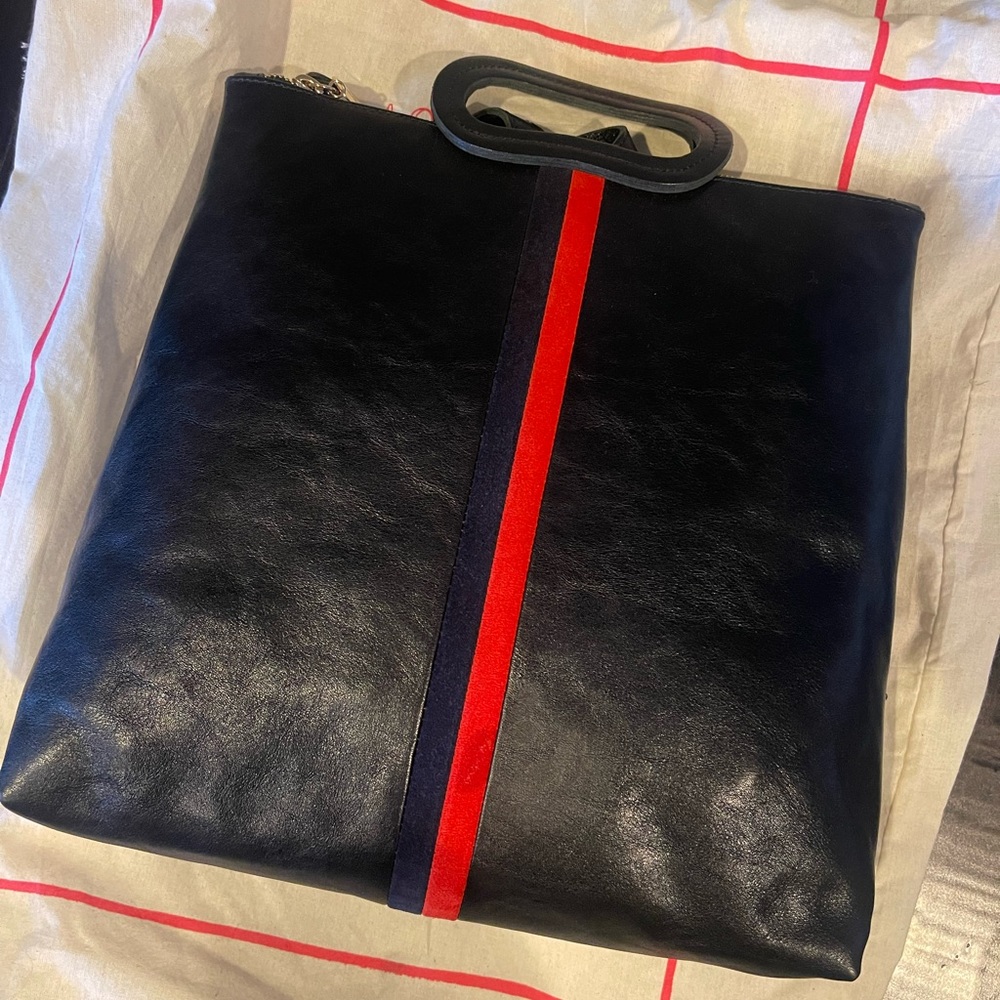 Clare V black leather backpack